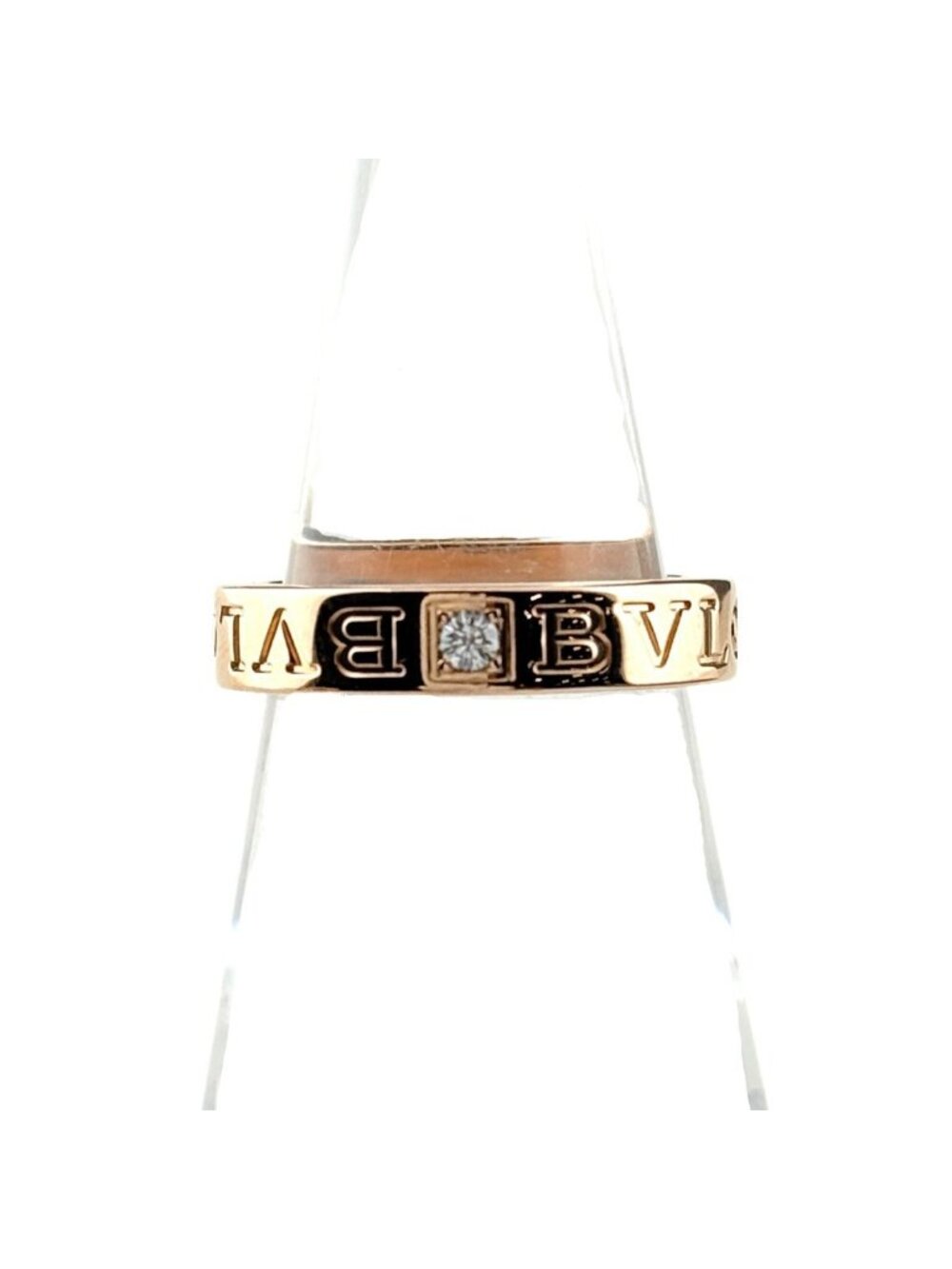 Bvlgari Double Logo Pink Gold Ring 750 Diamond